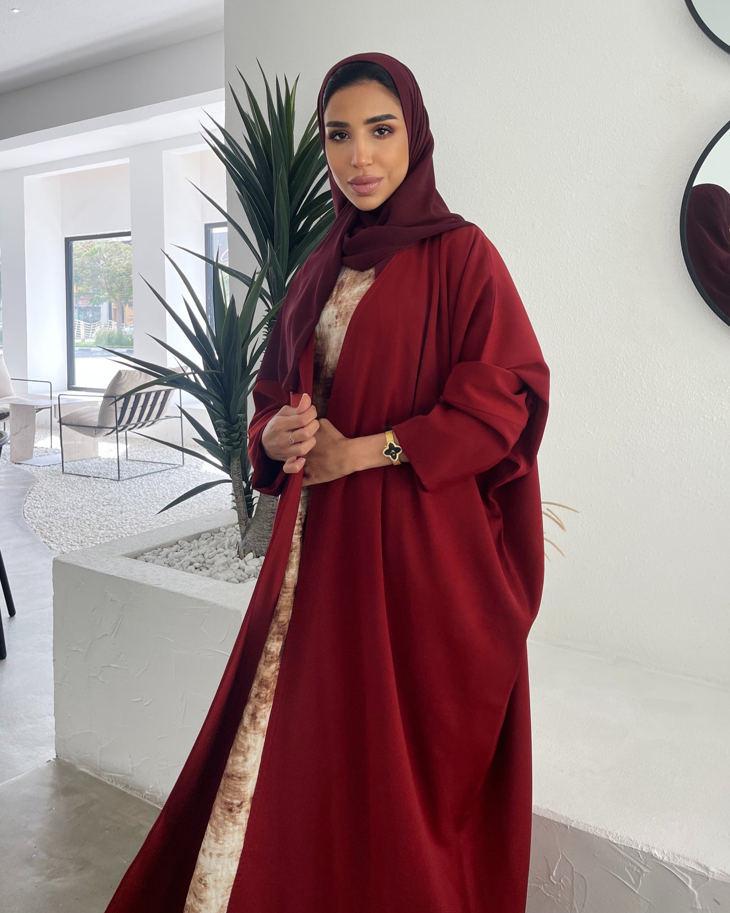 Abaya set 3pcs Venise Bordeau