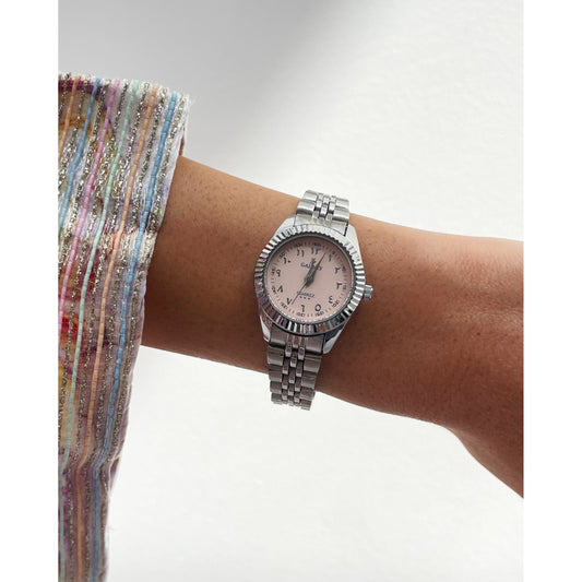 Montre chiffres arabes femme SILVER/PINK