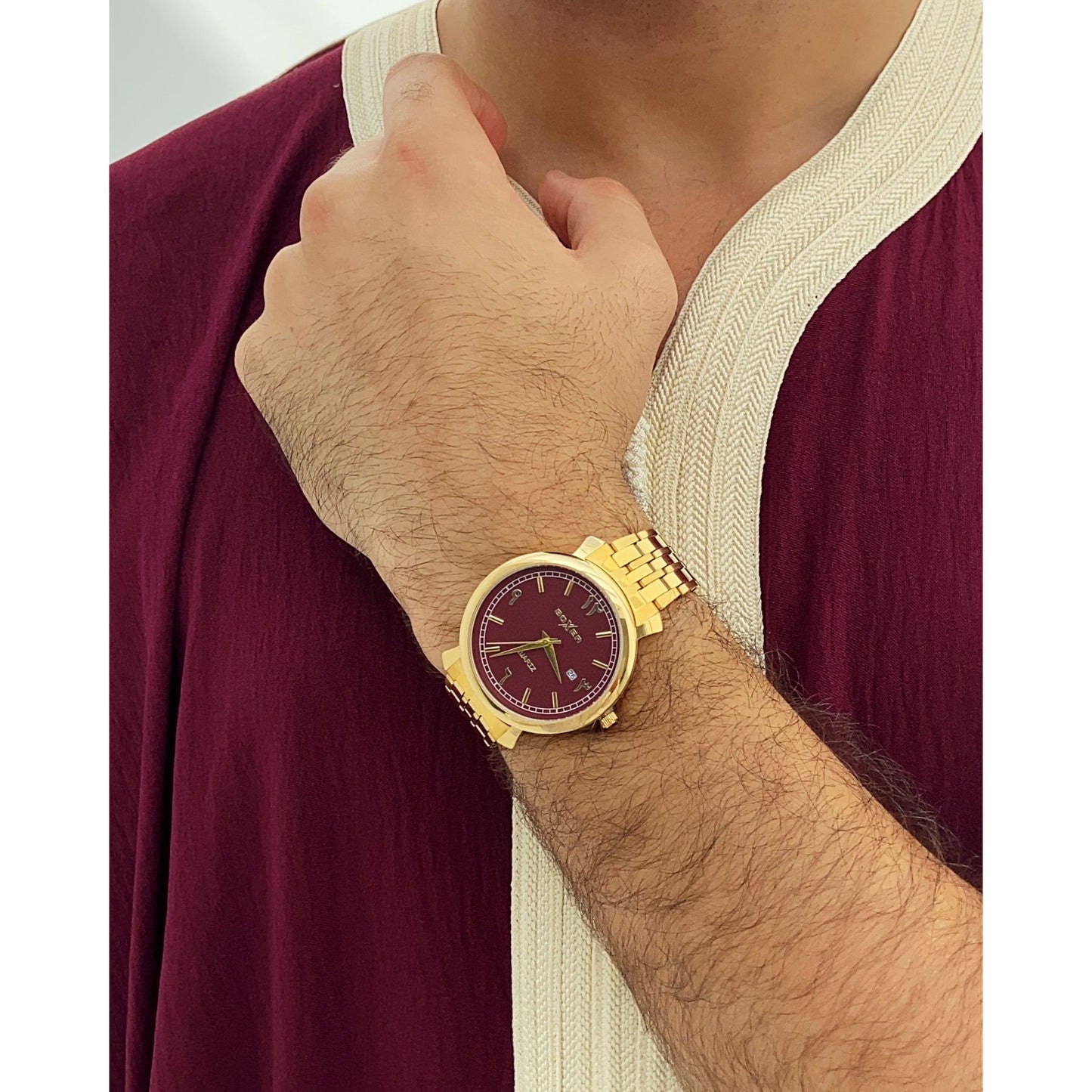 Montre homme chiffres arabes GOLD/BURGUNDY